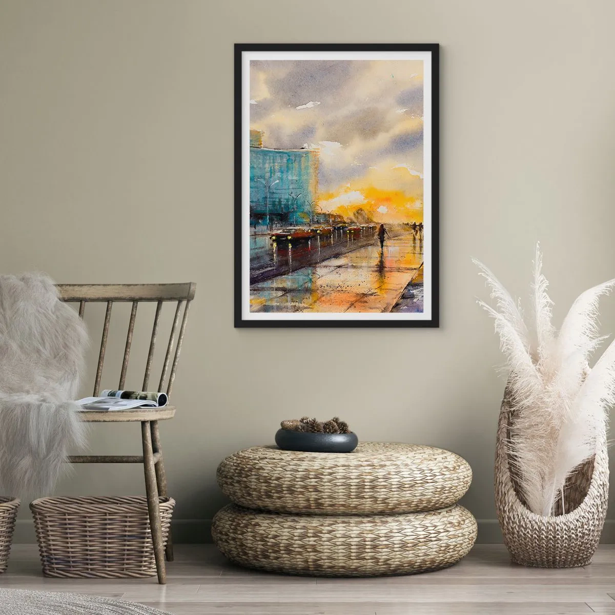 Plagát v čiernom ráme - Život na pobreží - 61x91 cm