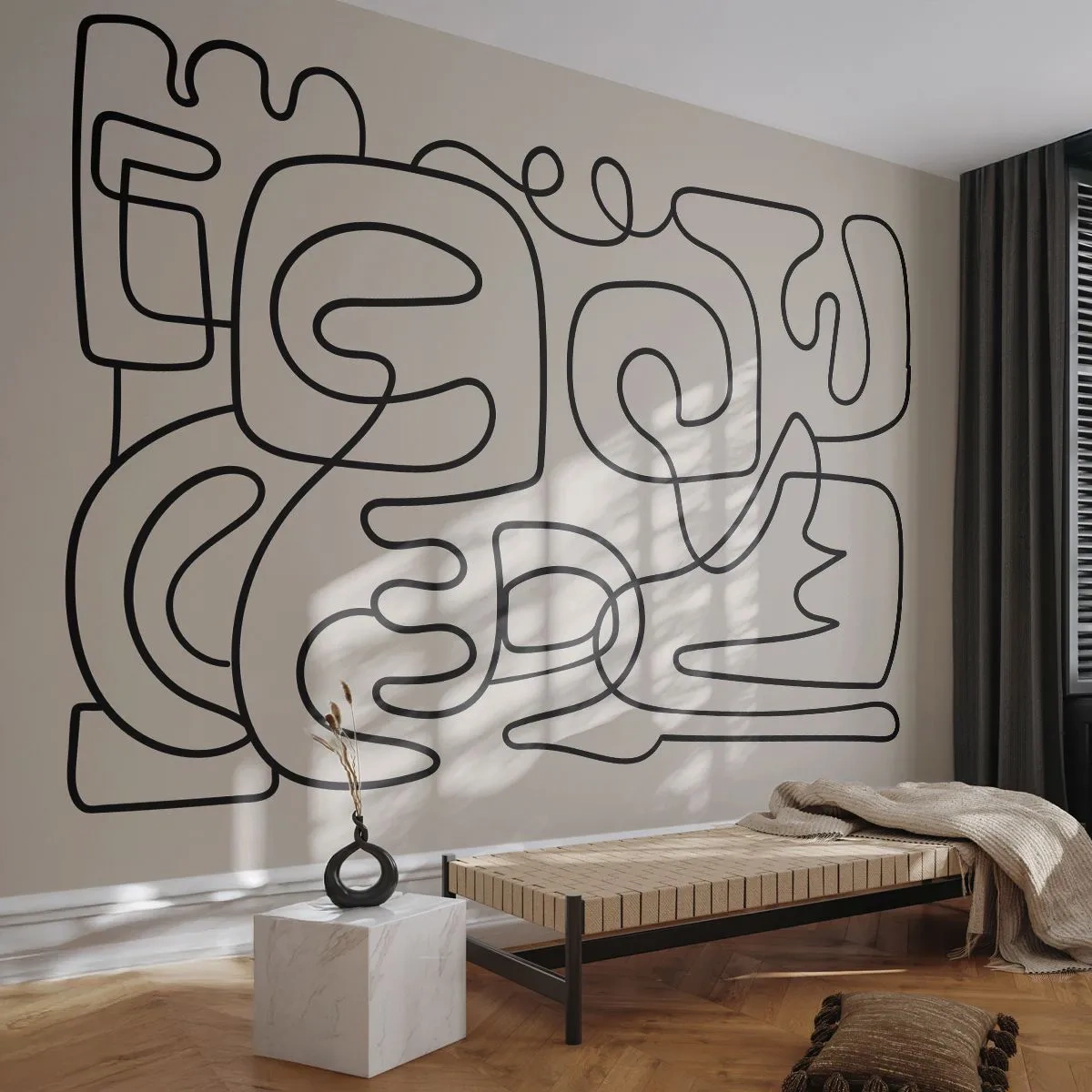 Samolepiaca Fototapeta Deluxe Sticker - Podľa stopy - Abstrakcia, Kus, Čiarové umenie - 400x280 cm