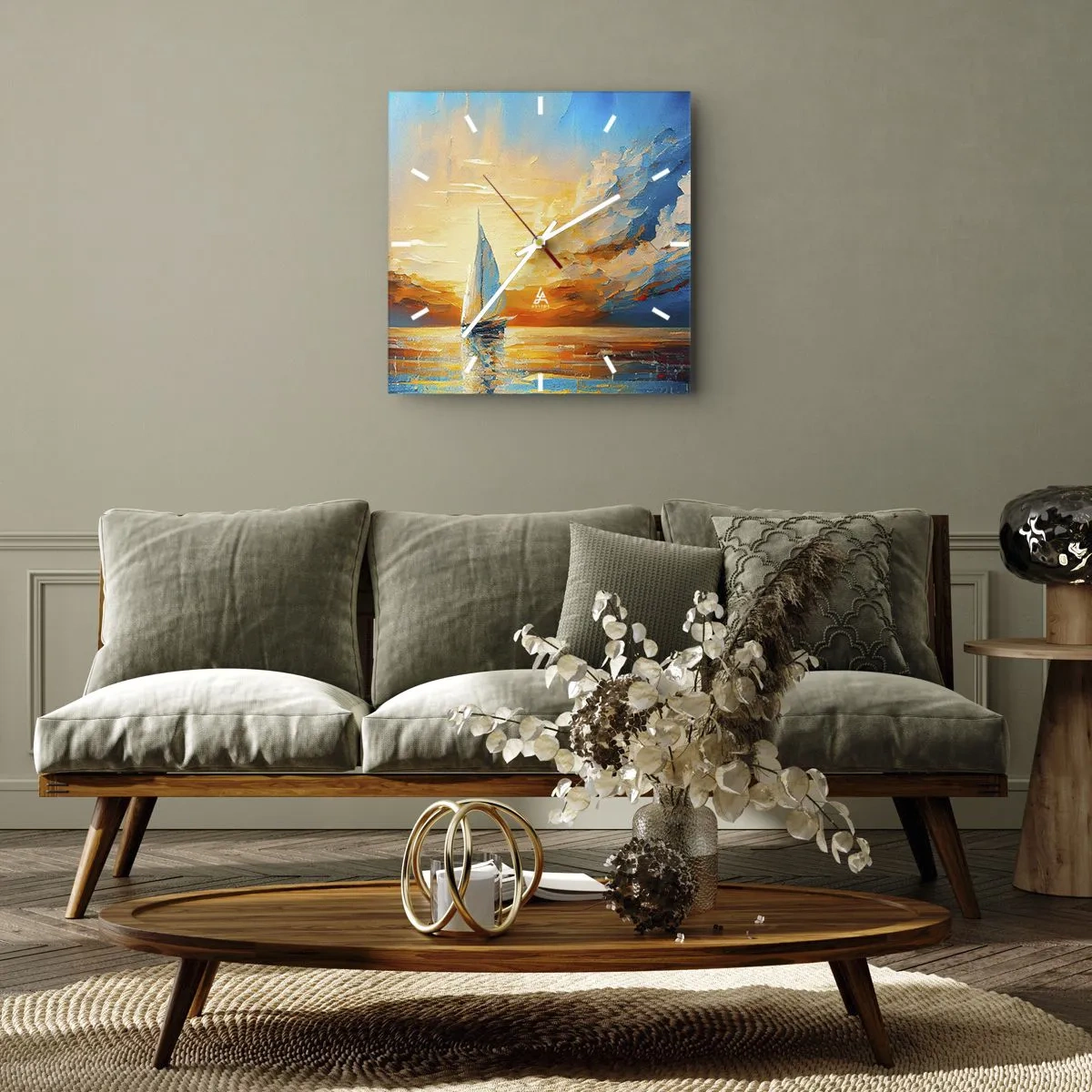 Nástenné hodiny - Plavba v zlate - 40x40 cm