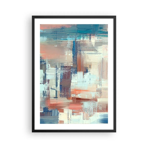 Plagát v čiernom ráme - Abstraktná kompozícia ťahov štetcom v teplých farbách. - 50x70cm - Dostať sa k svetlu - Moderná nástenná dekorácia do obývacej izby a spálne ARTTOR