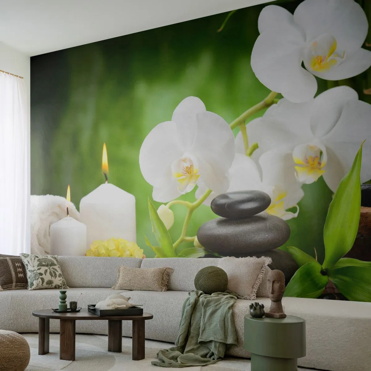 Samolepiaca Fototapeta Deluxe Sticker - Voňavý, kvetinový, jemný dotyk - Kvety, Orchidea, Orchidea - 250x175 cm