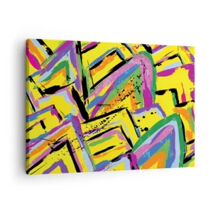 Obraz na plátne - Živá abstrakcia v jasných farbách a dynamických tvaroch - 70x50cm - Až kričí radosťou - Moderná nástenná dekorácia do obývacej izby a spálne ARTTOR