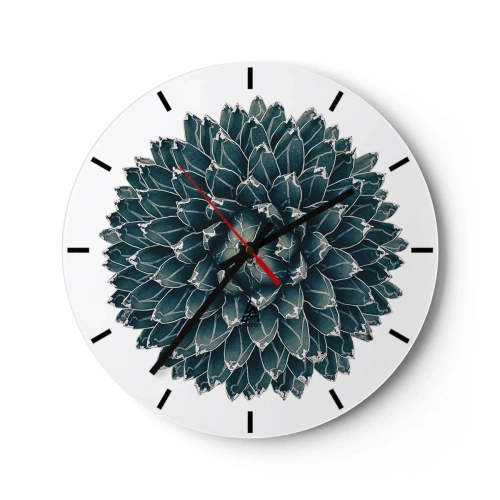 Nástenné hodiny - Symetrická sukulentná ružica v odtieňoch zelenej - 30x30cm - Hviezda púšte - Moderná nástenná dekorácia do obývacej izby, kuchyne a spálne ARTTOR