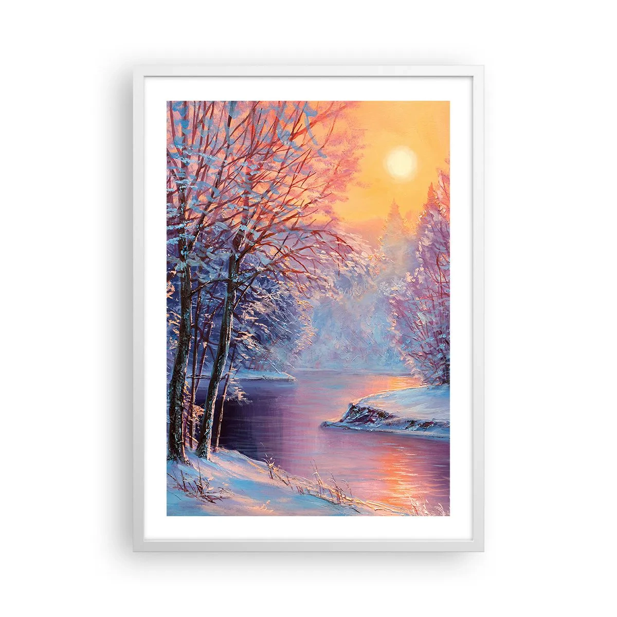 Plagát v bielom ráme - Farby zimy - 50x70 cm