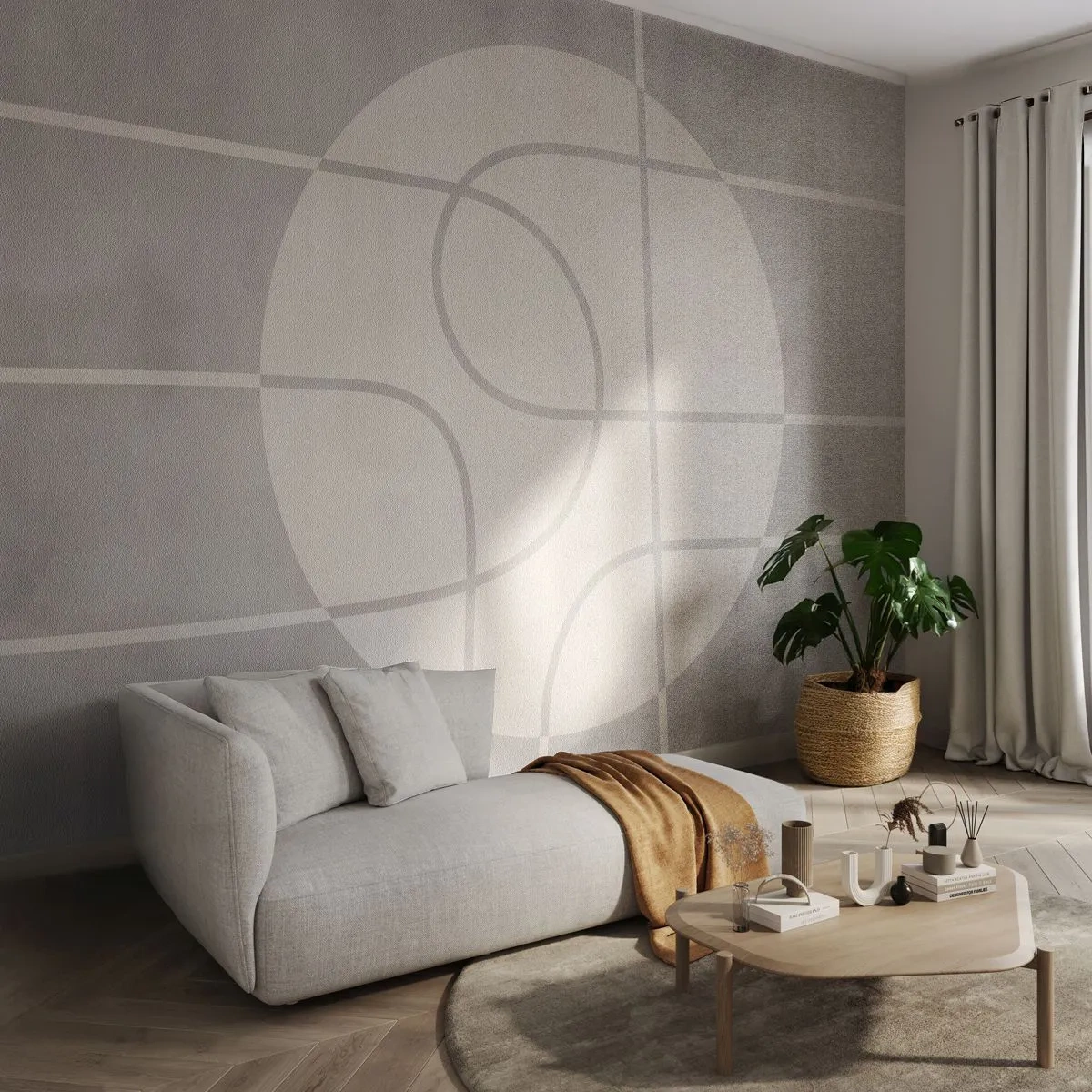 Fototapeta Premium Canvas - Kruhovo a priamo - Svetlý, Minimalistický, Koleso - 250x175 cm