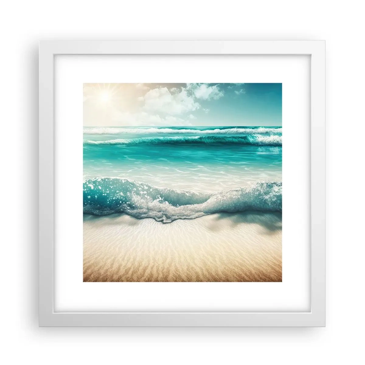 Plagát v bielom ráme - Kľud oceánu - 30x30 cm
