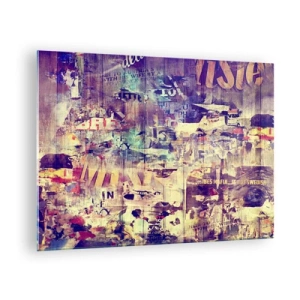 Obraz na skle - Abstraktná kompozícia s mestskými textúrami a graffiti - 70x50cm - A toto zostane - Moderná nástenná dekorácia do obývacej izby a spálne ARTTOR