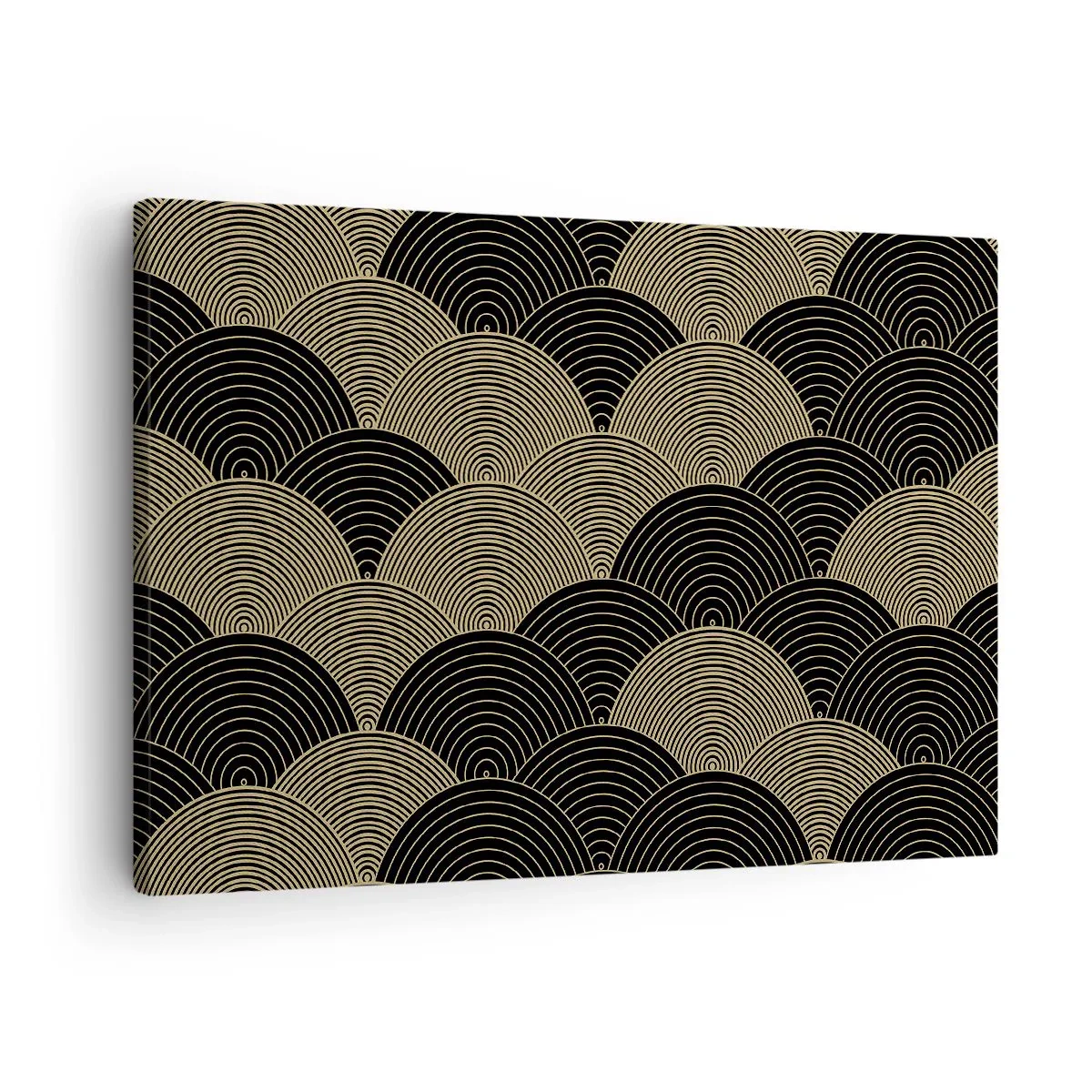 Obraz na plátne - Art Deco vzor s polkruhmi a zlatými čiarami - 70x50cm - Jednota v mnohosti - Moderná nástenná dekorácia do obývacej izby a spálne ARTTOR