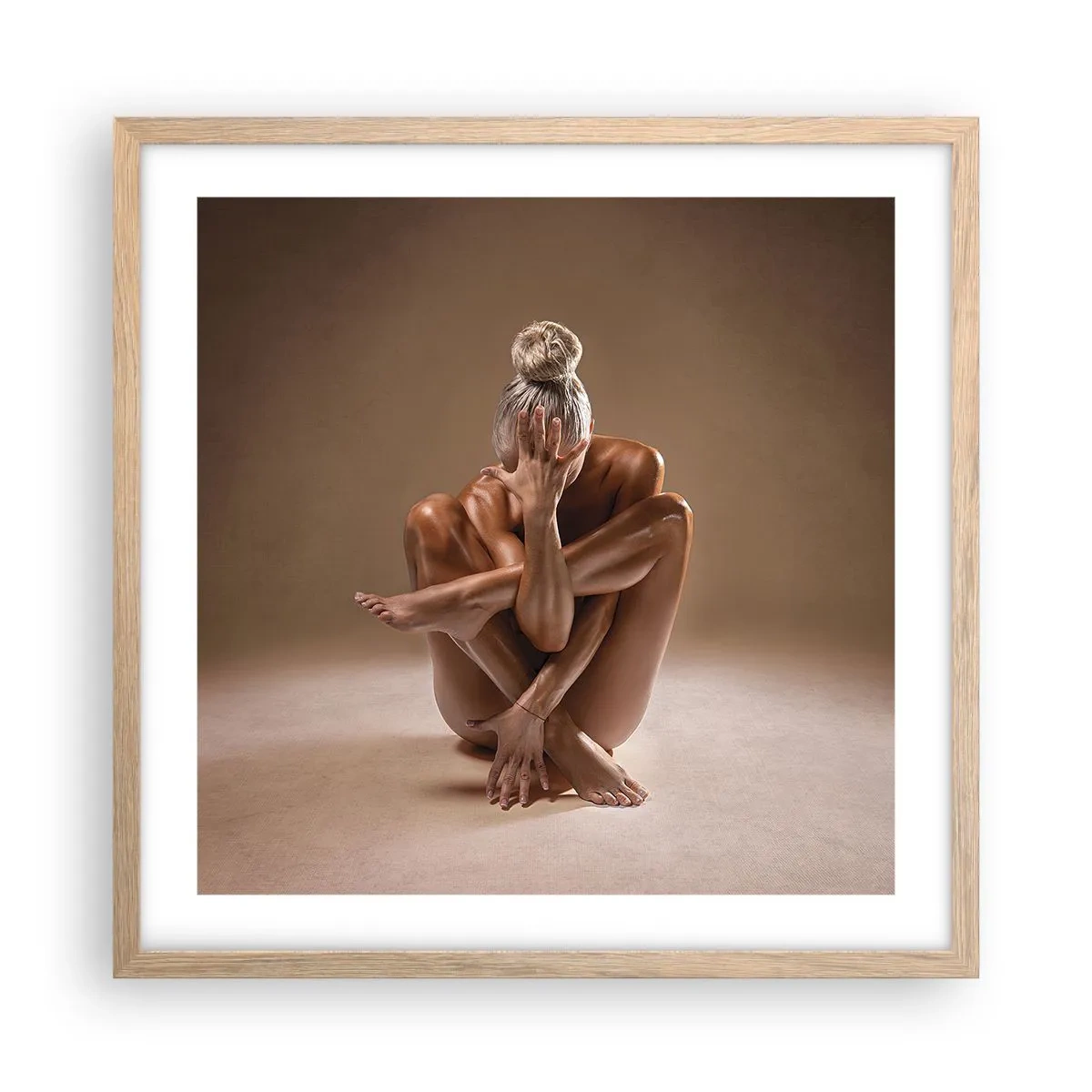 Plagát v ráme zo svetlého duba - Jednota tela a ducha - 50x50 cm
