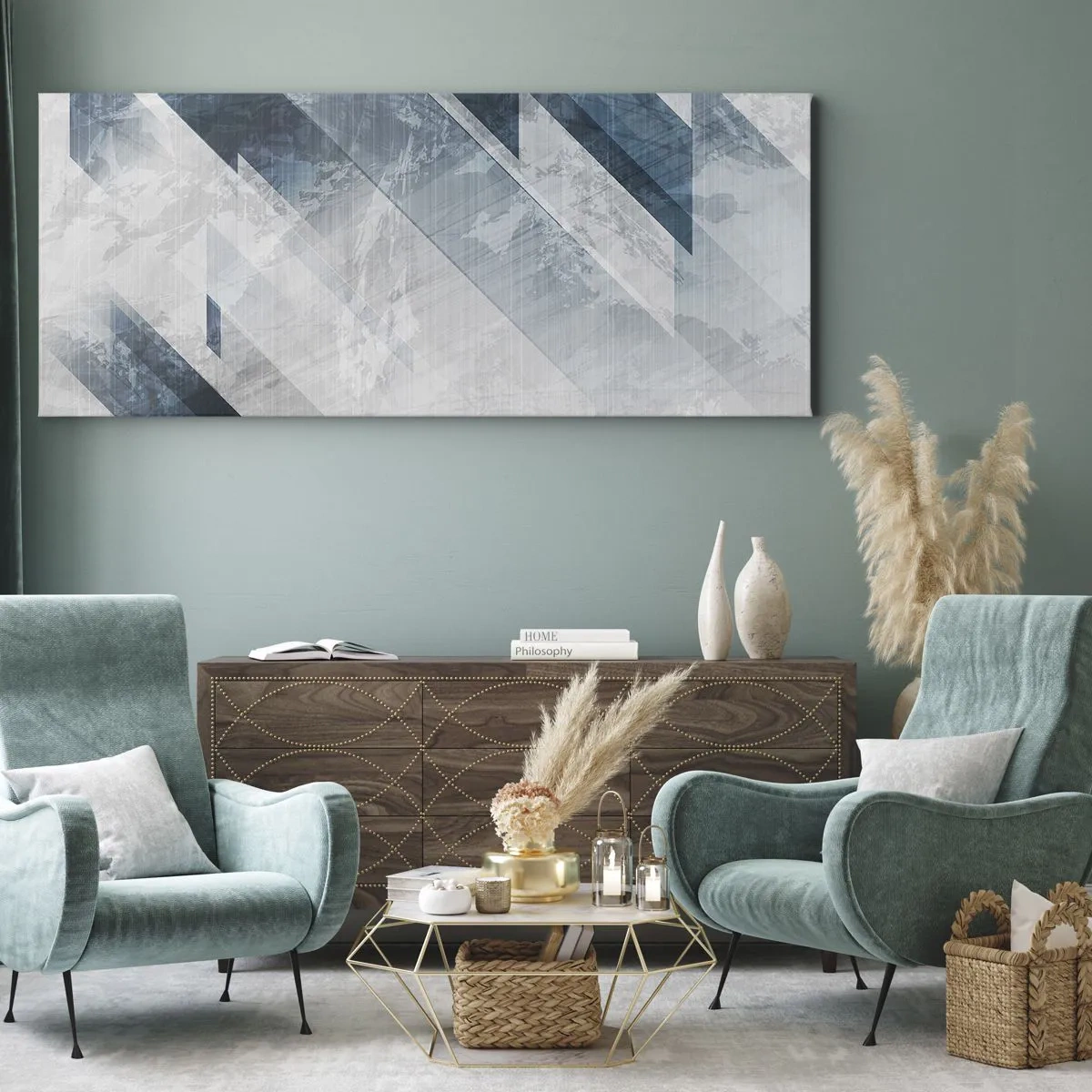 Obraz na plátne - Priestorová kompozícia – pohyb šedej - 100x40 cm
