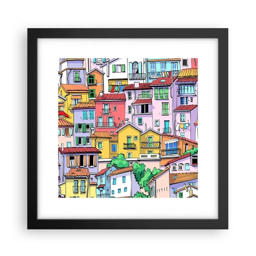 Plagát v čiernom ráme - Veselé mesto - 30x30 cm