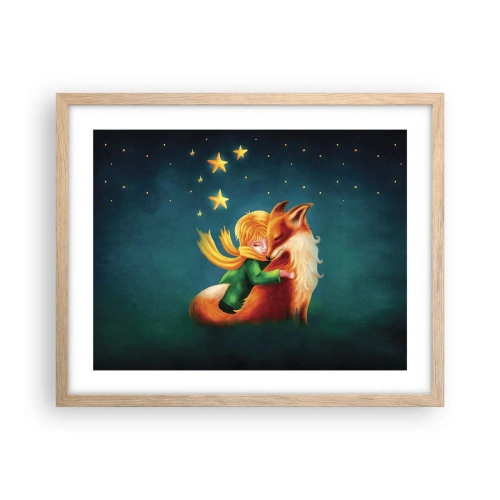 Plagát v ráme zo svetlého duba - Malý princ - 50x40 cm