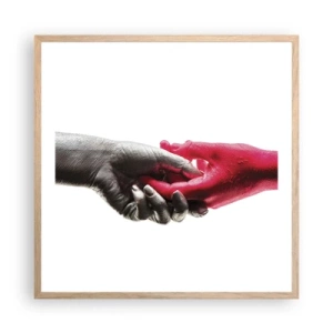 Plagát v ráme zo svetlého duba - Spolu aj keď sme odlišní - 60x60 cm