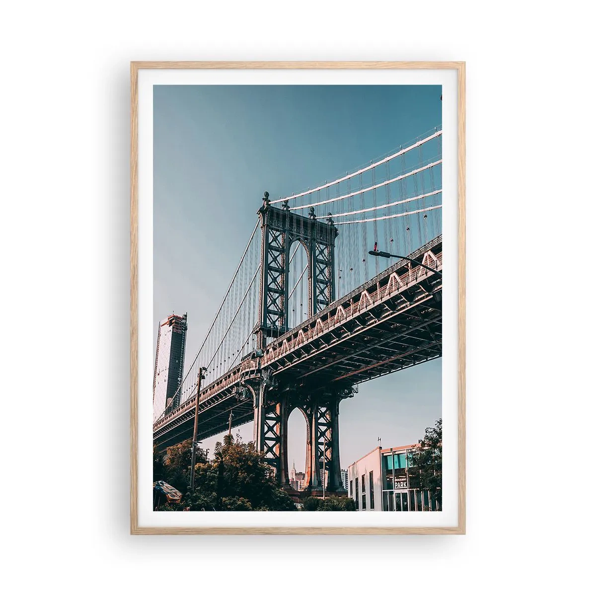 Plagát v ráme zo svetlého duba - Nad vlnami mesta - 70x100 cm