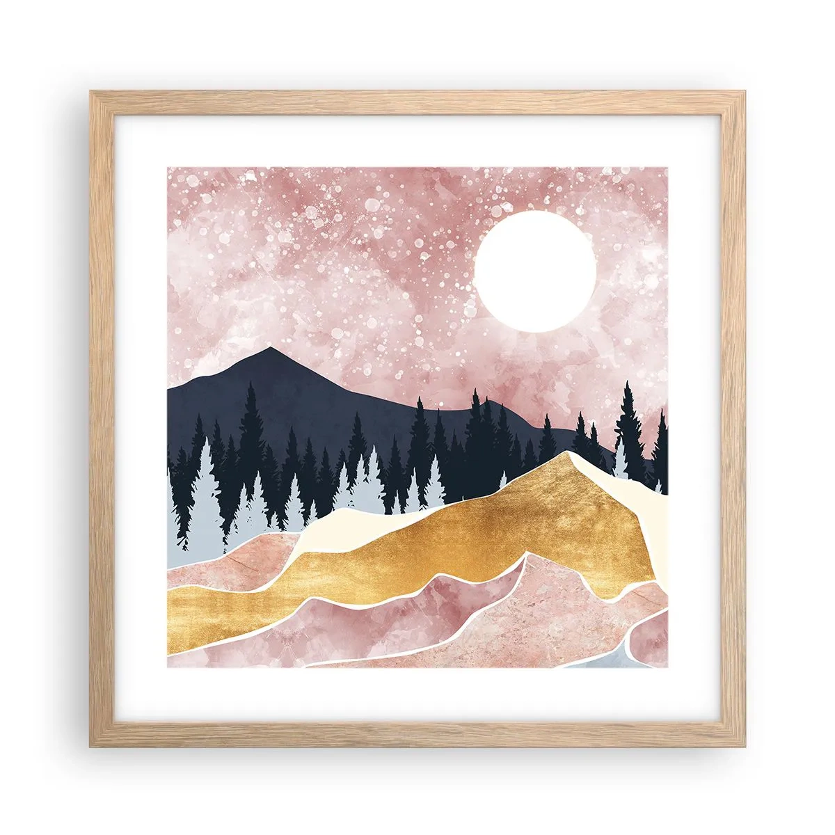 Plagát v ráme zo svetlého duba - Nočná hliadka - 40x40 cm