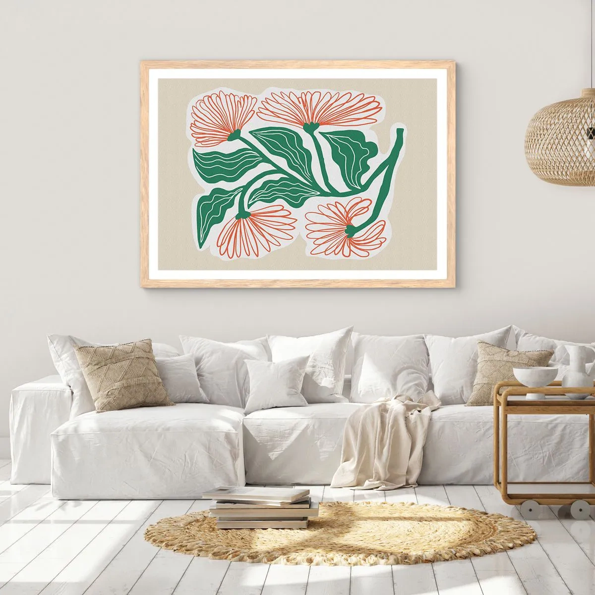 Plagát v ráme zo svetlého duba - Ľudové aj moderné - 91x61 cm