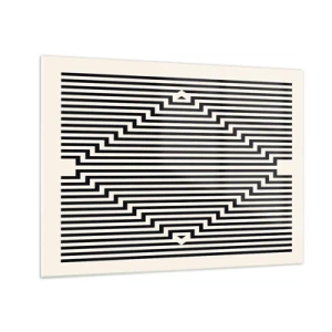 Obraz na skle - Fascinujúci vzor čiernych a bielych čiar vytvára ilúziu - 70x50cm - Geometrická ilúzia - Moderná nástenná dekorácia do obývacej izby a spálne ARTTOR
