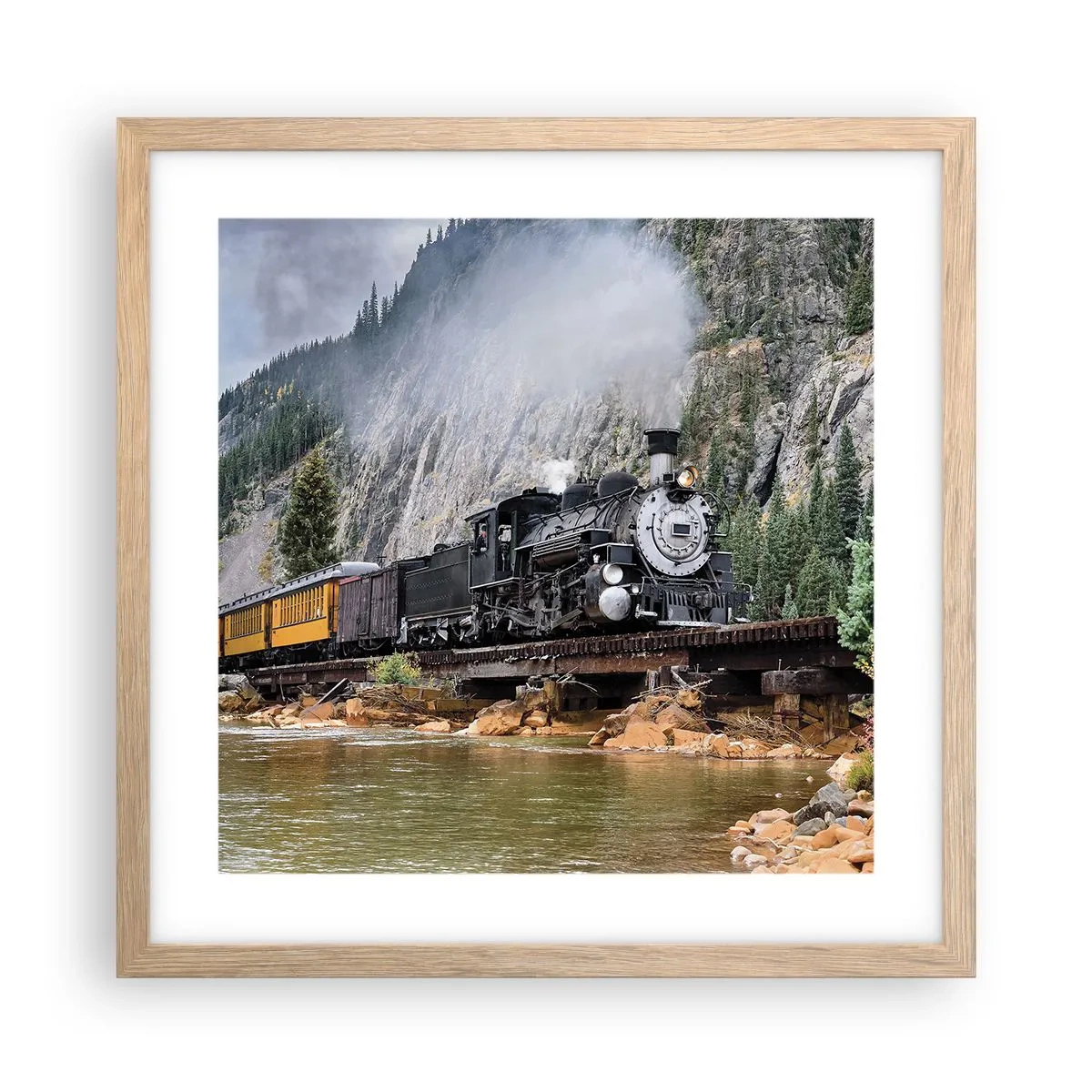 Plagát v ráme zo svetlého duba - A kam to? Kam? - 40x40 cm