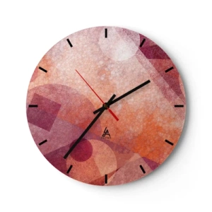 Nástenné hodiny - Geometrické vzory v odtieňoch ružovej a oranžovej - 30x30cm - Geometrické premeny na ružové - Moderná nástenná dekorácia do obývacej izby, kuchyne a spálne ARTTOR
