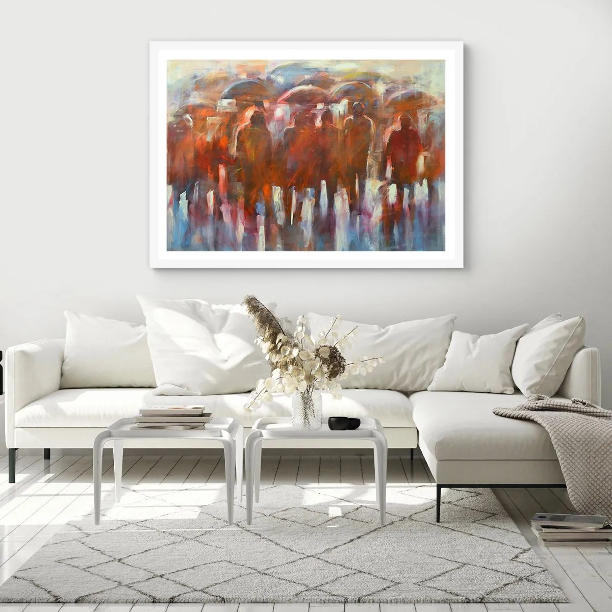 Plagát v bielom ráme - Rovnocenní v daždi a hmle - 40x30 cm