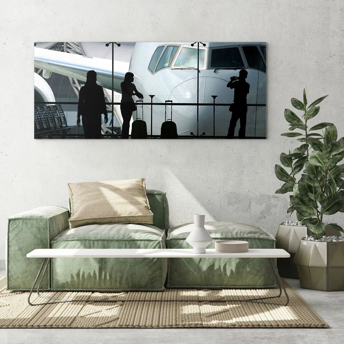 Obraz na skle - Vis a vis na letisku  - 140x50 cm