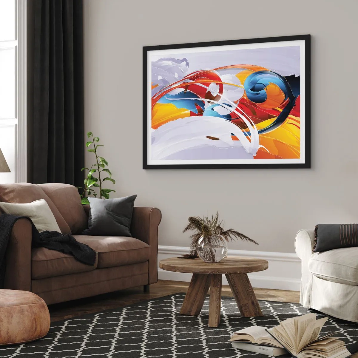 Plagát v čiernom ráme - Tanec živlov - 100x70 cm