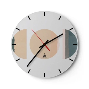 Nástenné hodiny - Abstraktné geometrické vzory v pastelových farbách - 30x30cm - Kruh za kruhom - Moderná nástenná dekorácia do obývacej izby, kuchyne a spálne ARTTOR