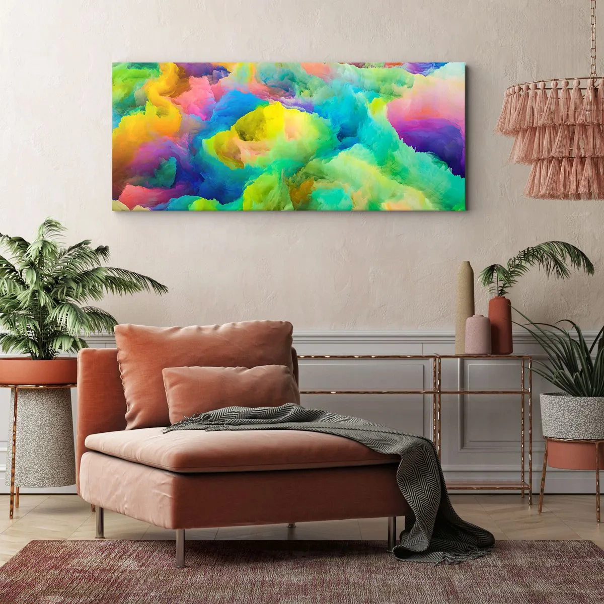 Obraz na plátne - Dúhové páperie - 100x40 cm