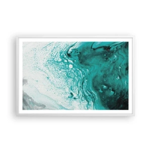 Plagát v bielom ráme - Prepadnúť sa v bielej a tyrkysovej - 91x61 cm