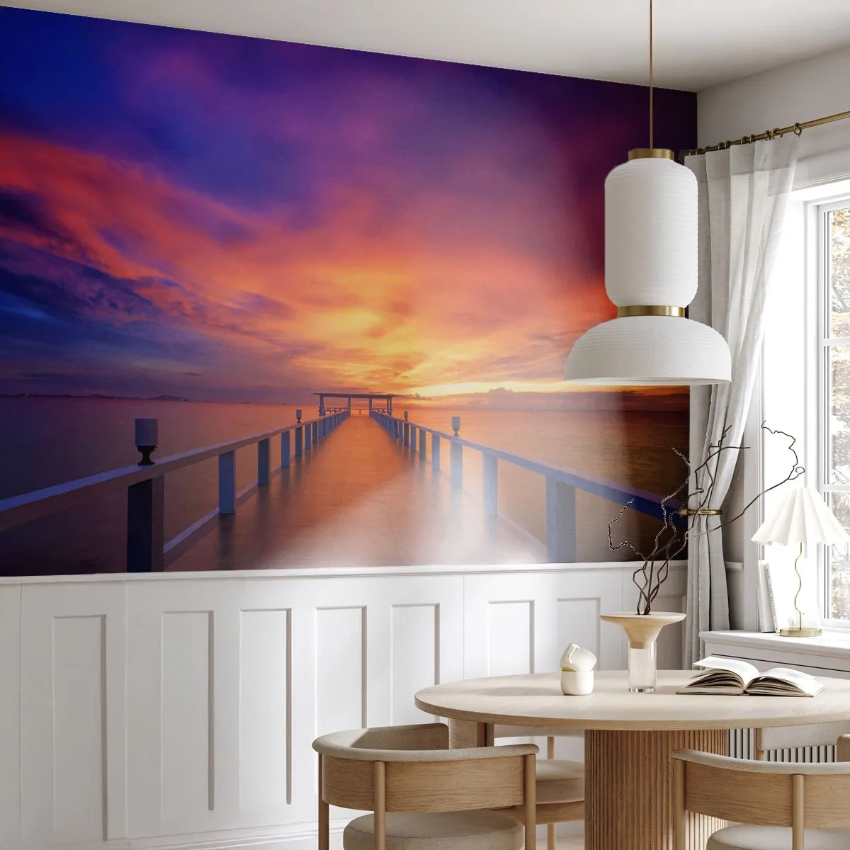 Fototapeta Standard Eco - Bez konca - Krajina, Mólo, Západ slnka - 400x280 cm