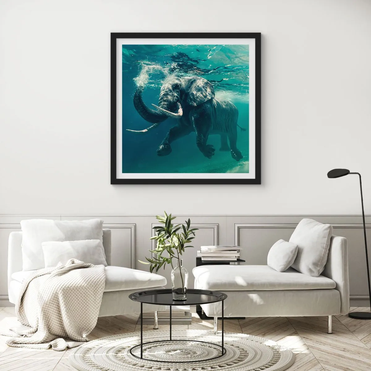 Plagát v čiernom ráme - Všetci radi plávajú - 40x40 cm