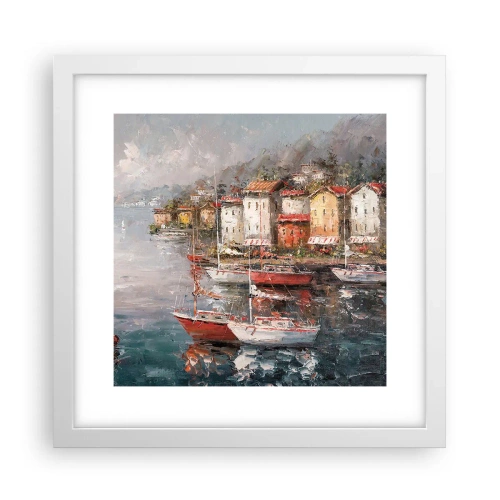 Plagát v bielom ráme - Romantický prístav - 30x30 cm