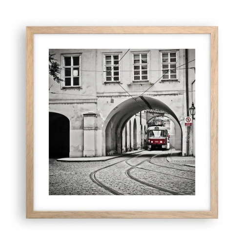 Plagát v ráme zo svetlého duba - Mestským labyrintom - 40x40 cm