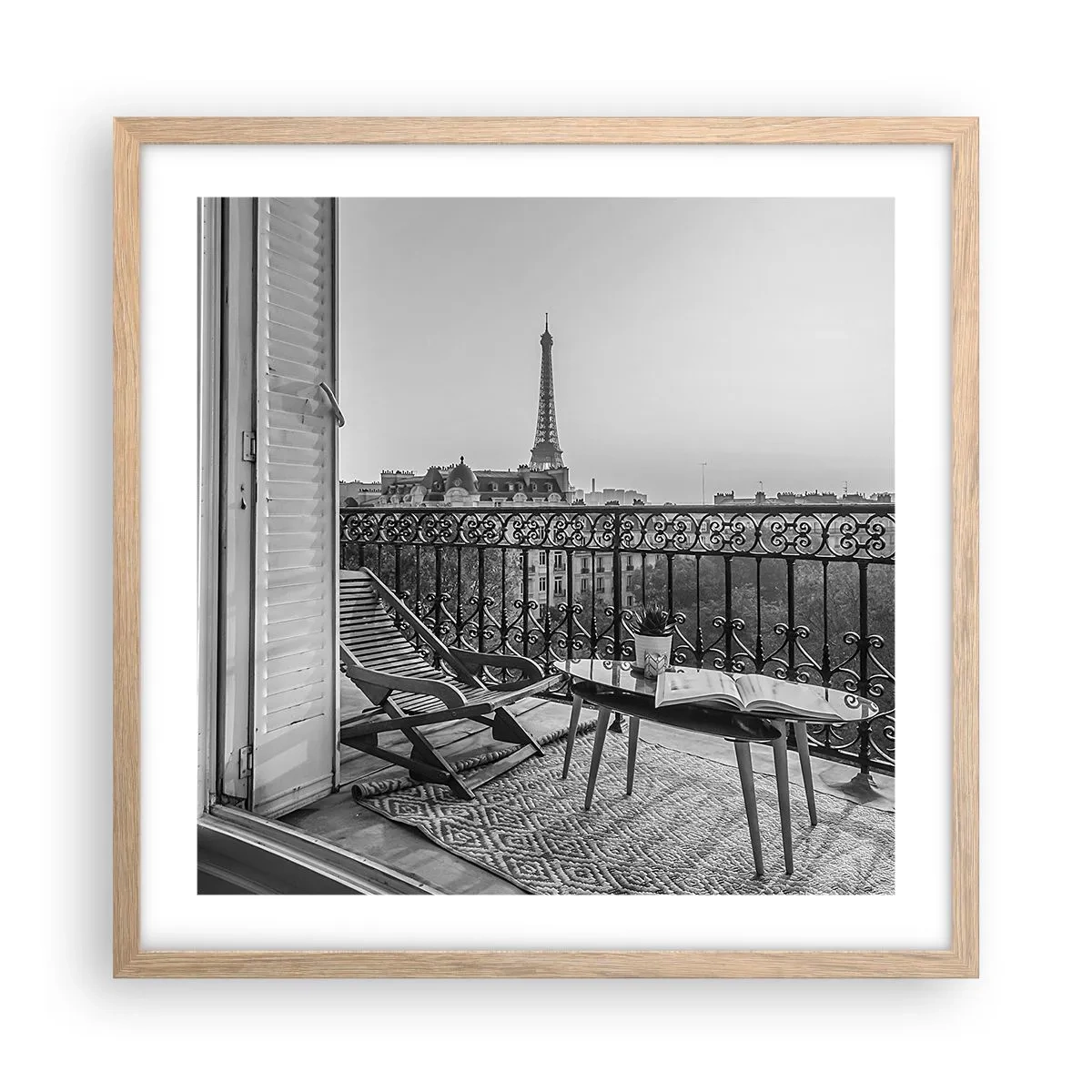 Plagát v ráme zo svetlého duba - Parížske popoludnie - 50x50 cm