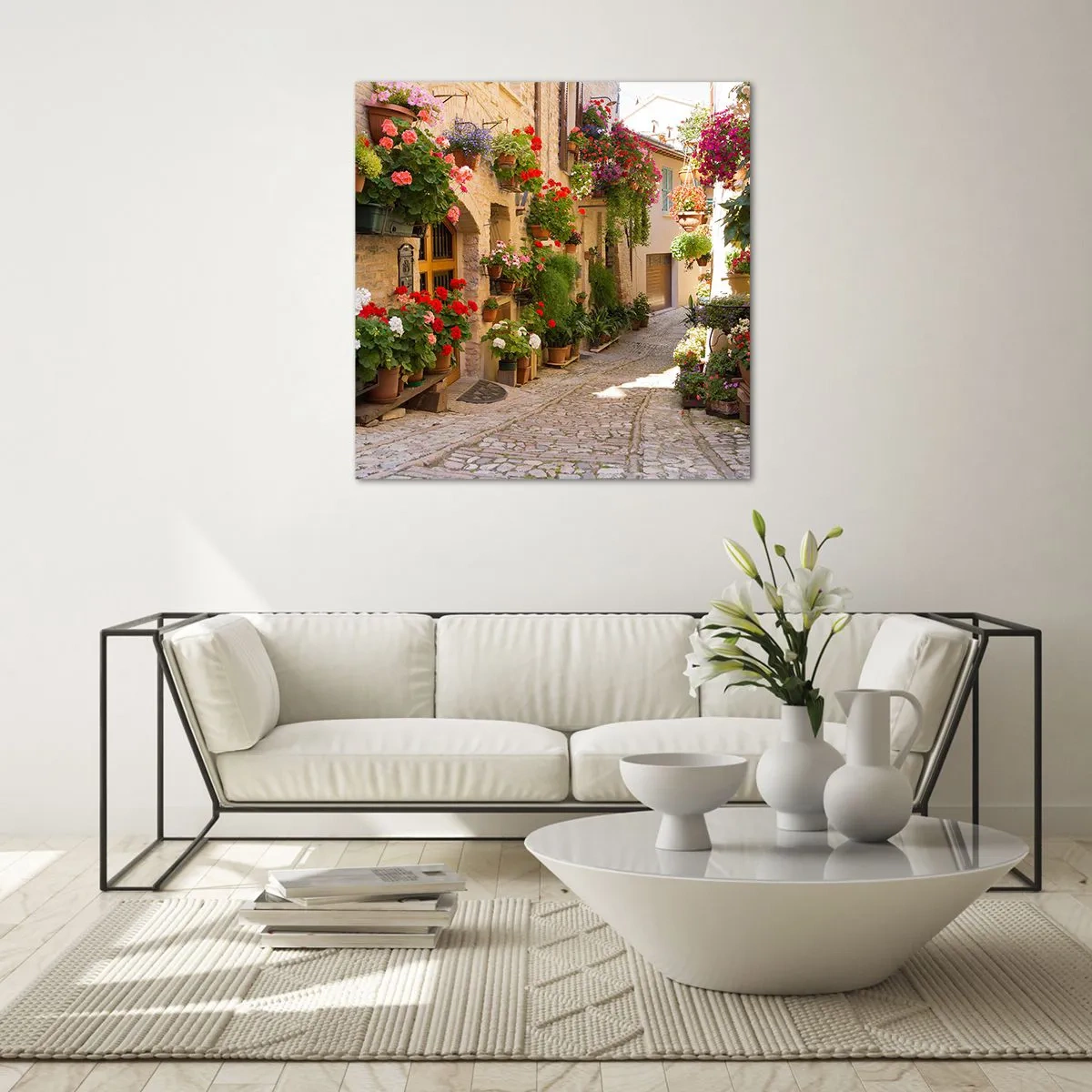 Obraz na skle - V záplave kvetov - 70x70 cm