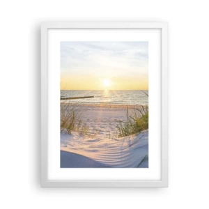 Plagát v bielom ráme - Šumenie mora, spev vtákov, divoká pláž uprostred trávy… - 30x40 cm