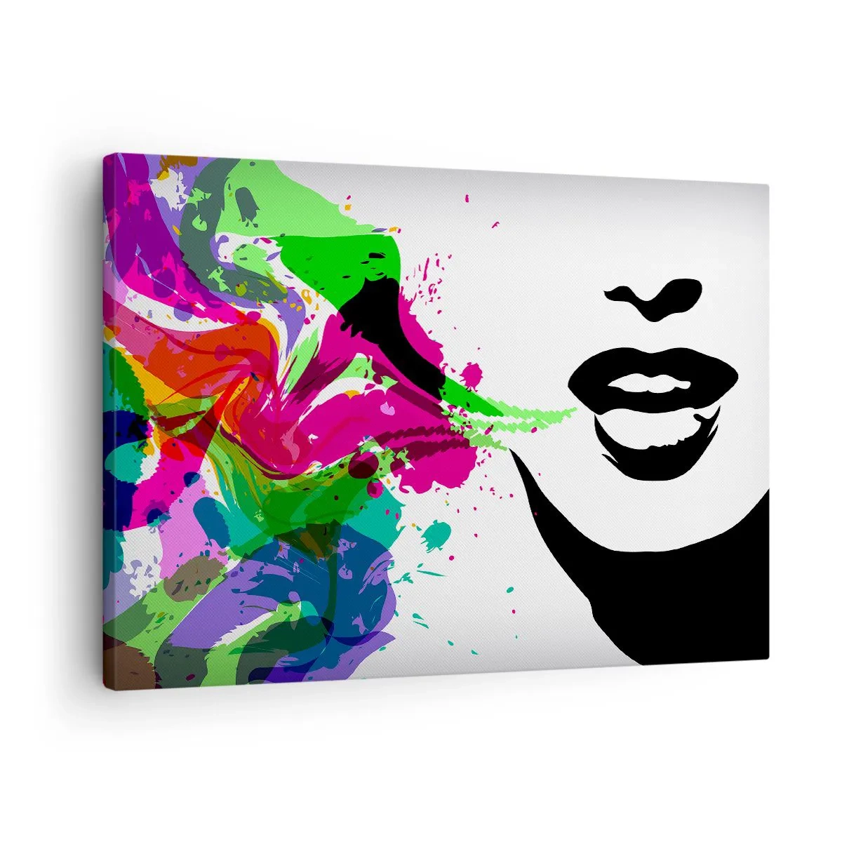 Obraz na plátne - Farebný abstraktný portrét s dynamickými tvarmi - 70x50cm - Rozprávanie vo farbách dúhy - Moderná nástenná dekorácia do obývacej izby a spálne ARTTOR