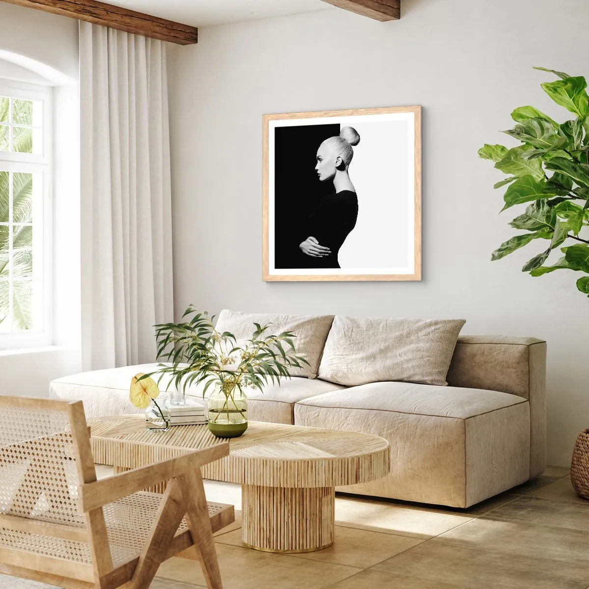 Plagát v ráme zo svetlého duba - Proste žena - 60x60 cm