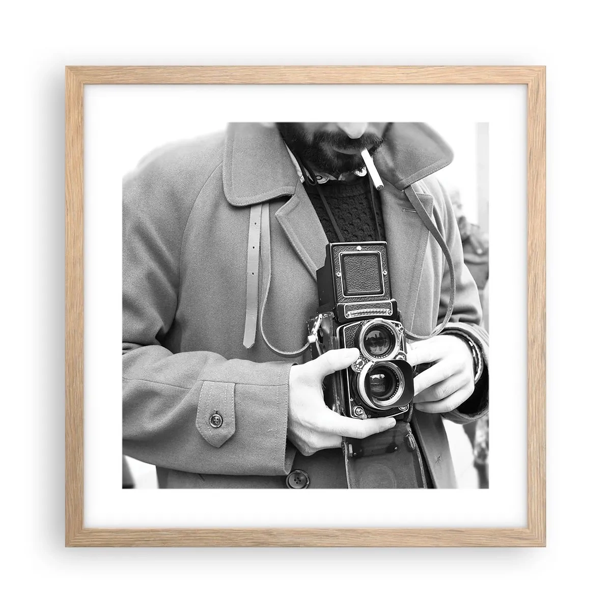 Plagát v ráme zo svetlého duba - V retro štýle - 40x40 cm