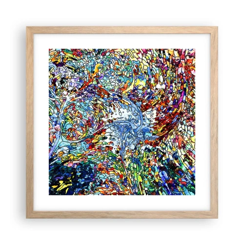 Plagát v ráme zo svetlého duba - Vitráž s kvapkami - 40x40 cm