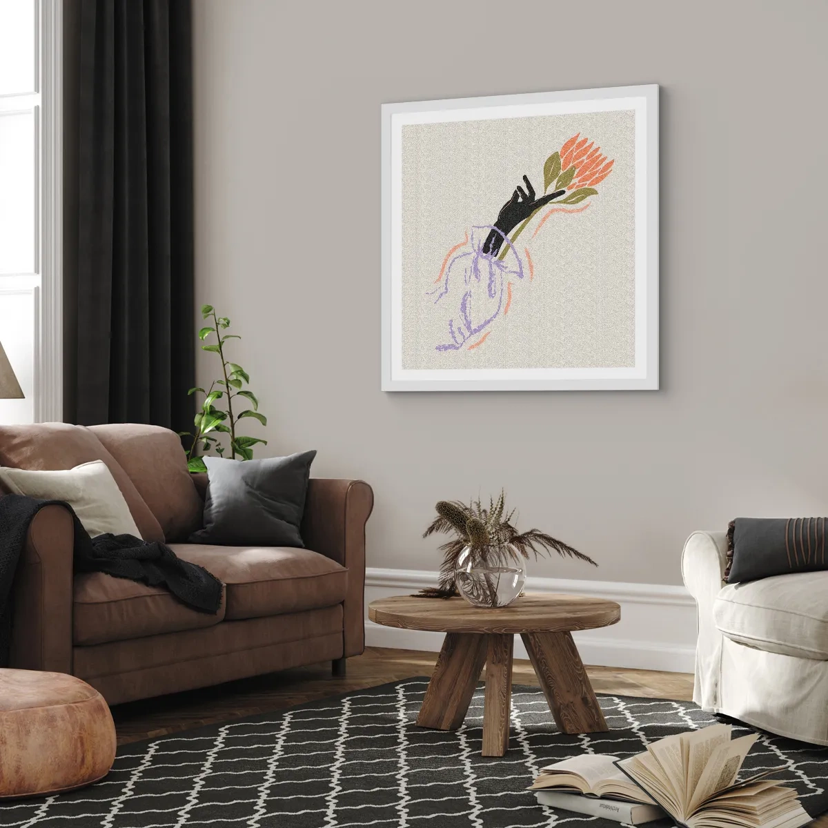 Plagát v bielom ráme - Sesterský dotyk - 40x40 cm