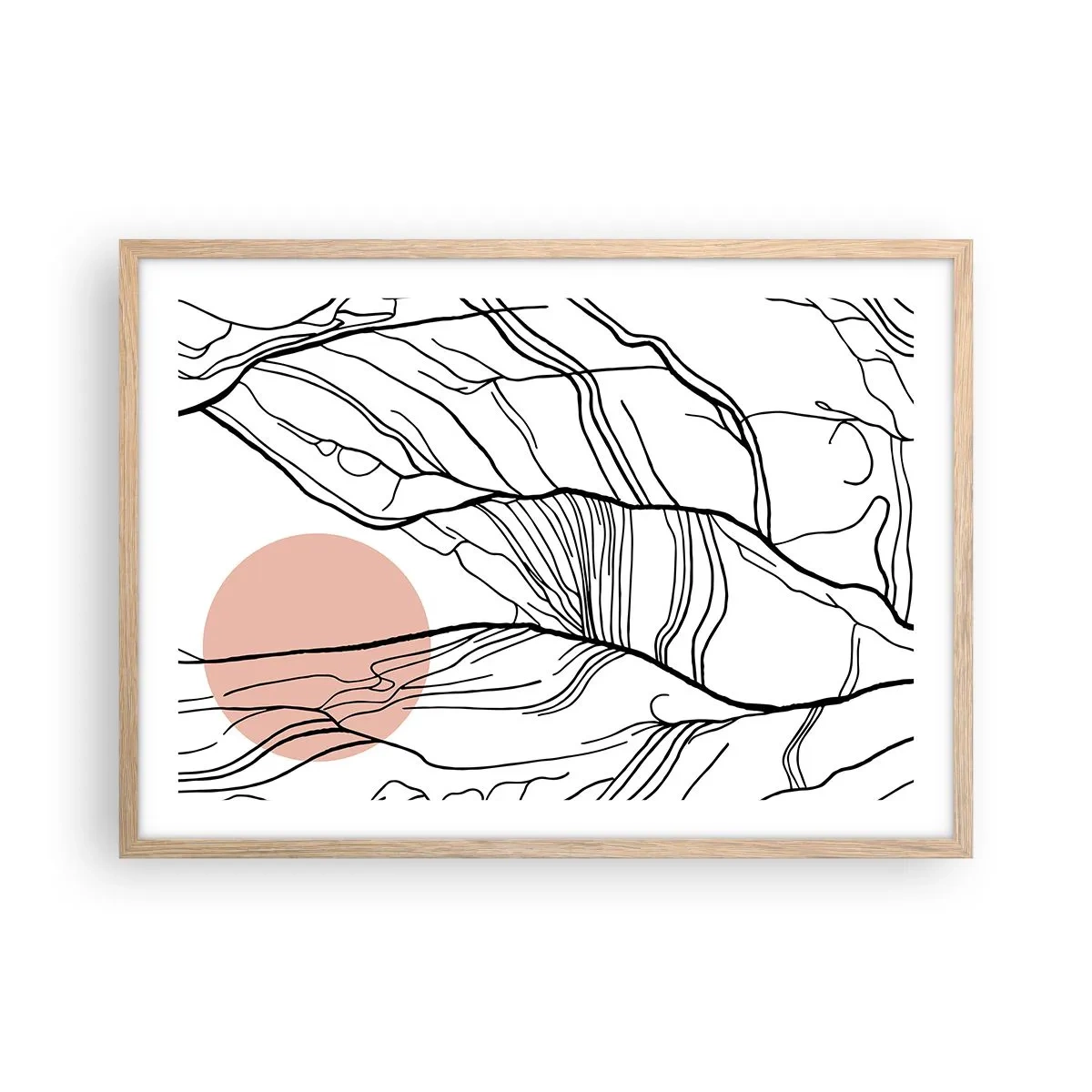 Plagát v ráme zo svetlého duba - V sieti vetvičiek - 70x50 cm