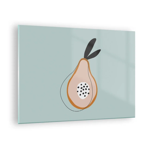 Obraz na skle - Abstraktná ilustrácia hrušky v minimalistickom štýle - 70x50cm - Prenikanie do podstaty vecí - Moderná nástenná dekorácia do obývacej izby a spálne ARTTOR