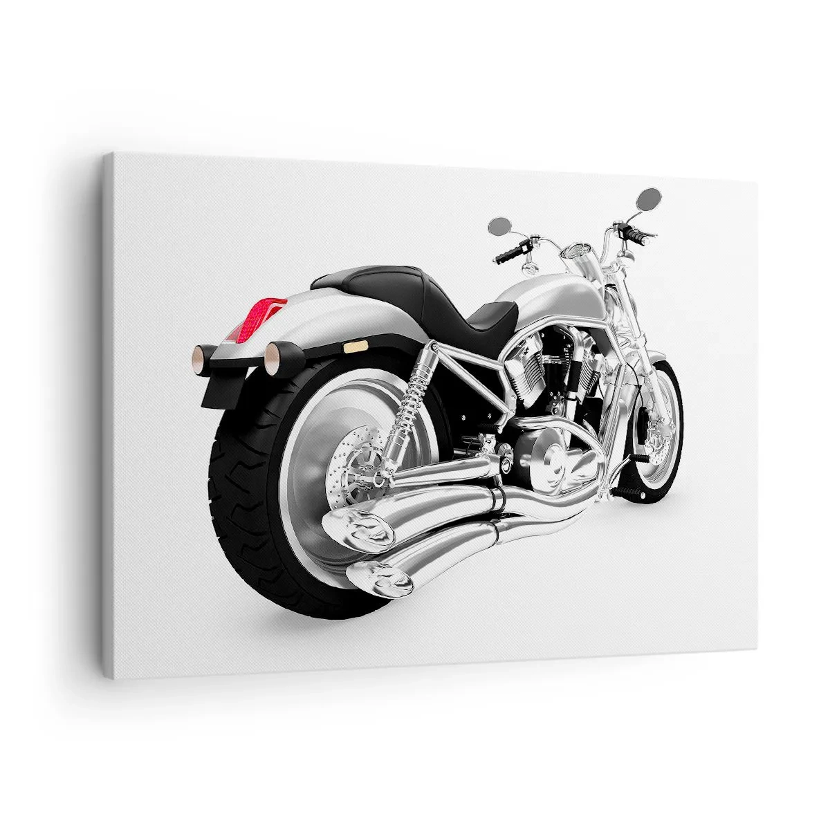 Obraz na plátne - Chrómovaný motocykel na bielom pozadí - 70x50cm - Sny zberateľov - Moderná nástenná dekorácia do obývacej izby a spálne ARTTOR