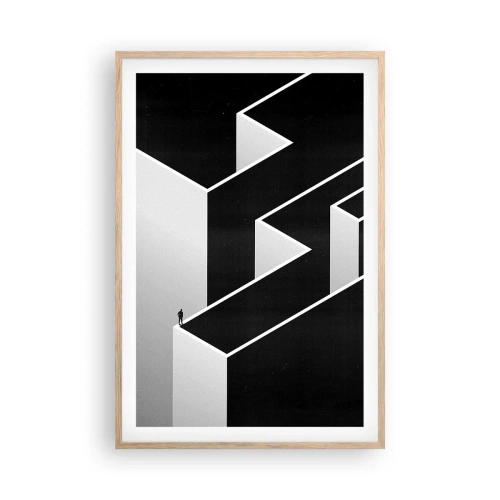 Plagát v ráme zo svetlého duba - Osamelosť na vrchole - 61x91 cm