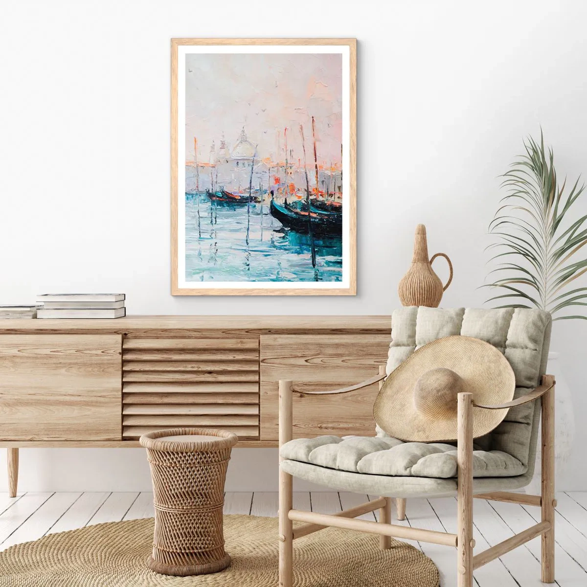 Plagát v ráme zo svetlého duba - Za vodou, za hmlou - 50x70 cm