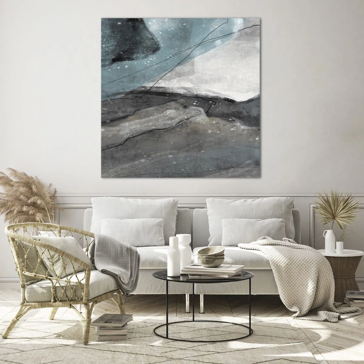 Obraz na skle - Abstrakcie: skaly a ľad - 40x40 cm