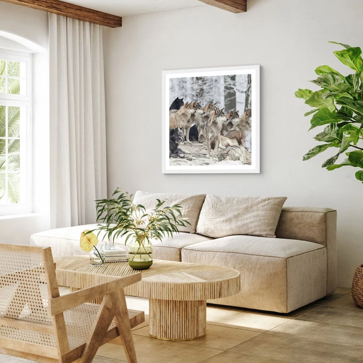 Plagát v bielom ráme - Rodina a priatelia - 50x50 cm