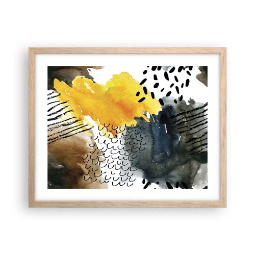 Plagát v ráme zo svetlého duba - Stretnutie živlov - 50x40 cm