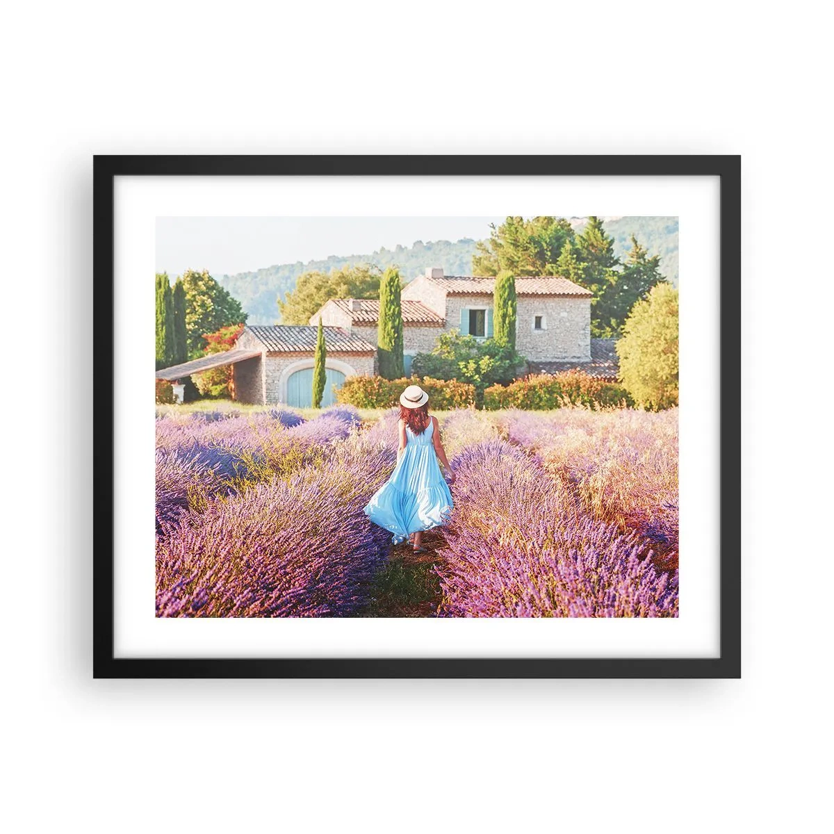 Plagát v čiernom ráme - Levanduľové dievča - 50x40 cm
